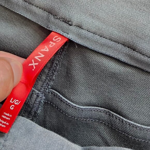 SPANX Womens Stretch Twill Straight Leg Pants, Hazy Blue Gray, Shaping, Size L - Picture 3 of 9